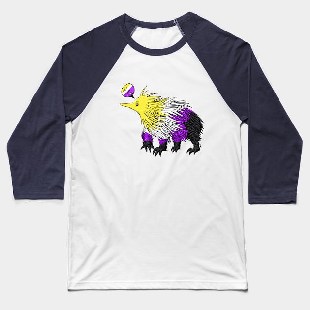 Non Binary Echidna He/Him Pronouns Baseball T-Shirt by manicgremlin